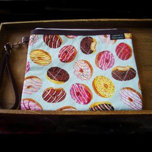 Donuts Wristlet zipper bag pouch w removable keychain